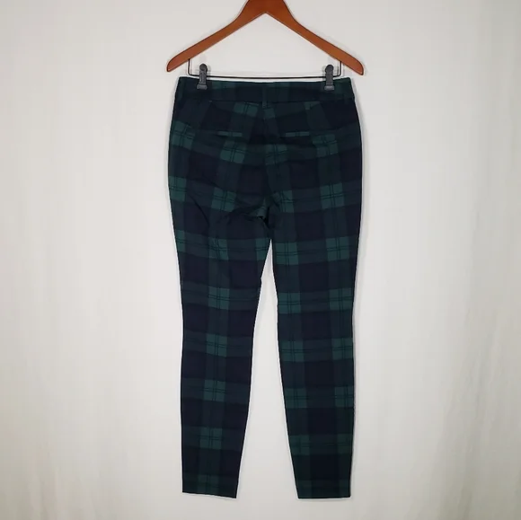 Old Navy NWT Green Plaid High-Rise Pixie Pants Women's Size 8  Never Fade - Picture 6 of 9